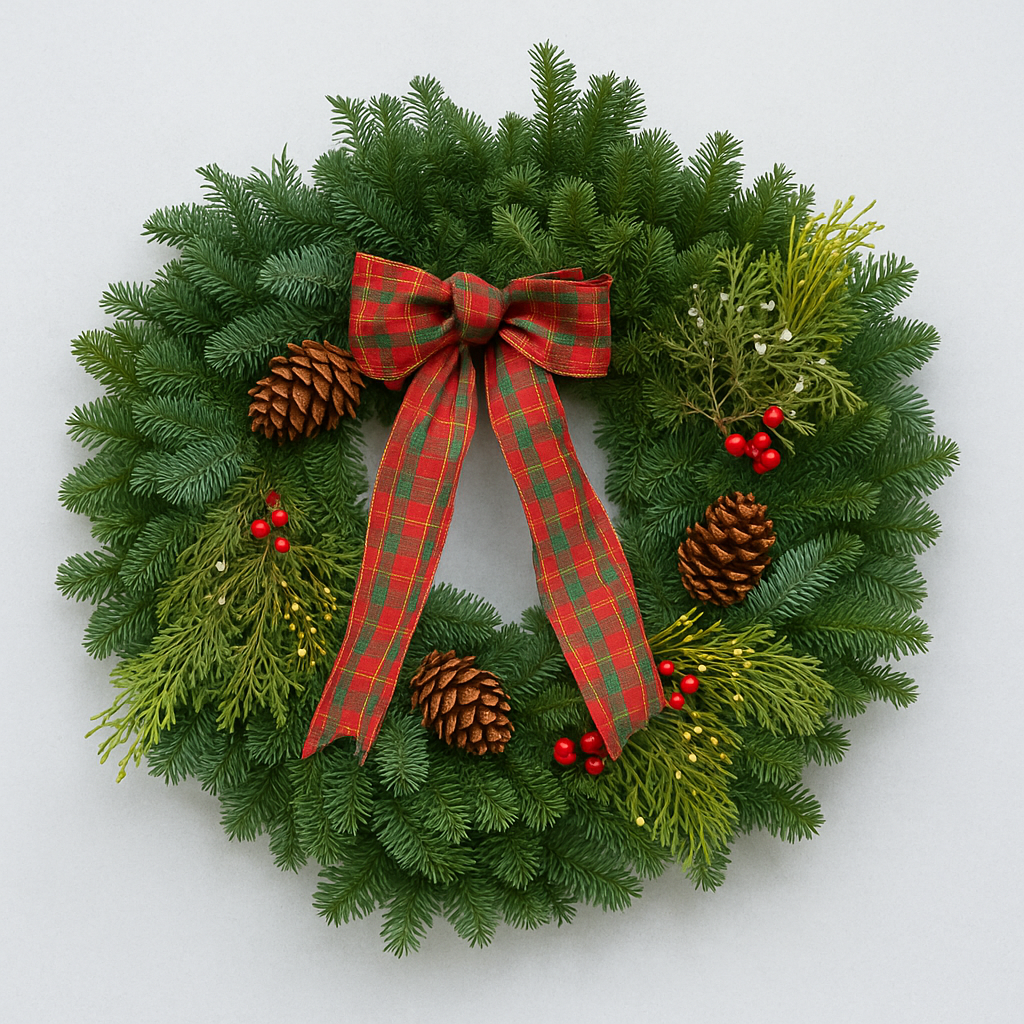 22" Traditional Mixed Noble Fir Wreath