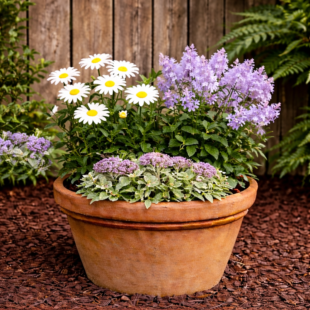 Fresh White & Blue Spring Planter